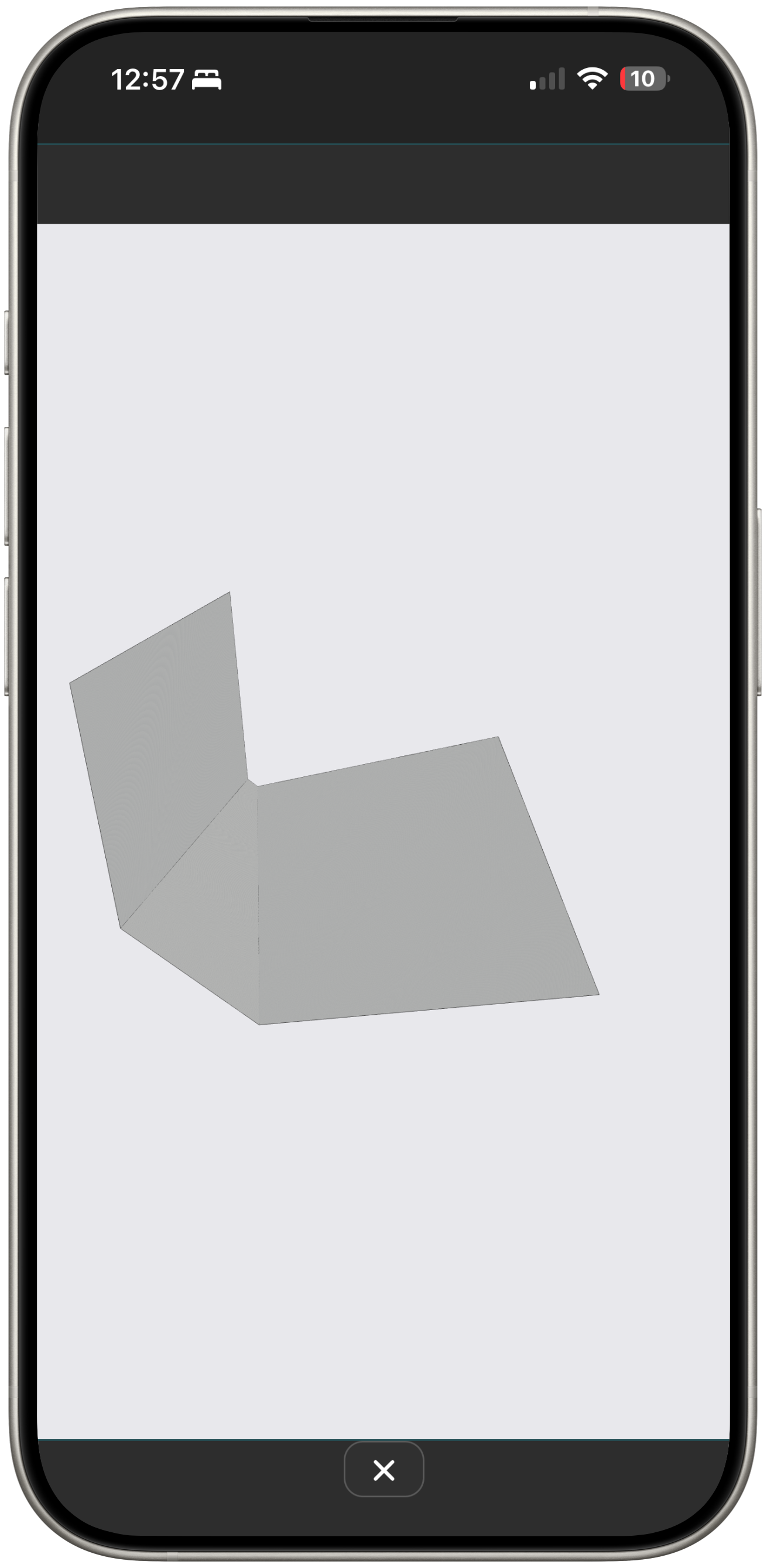 Quick Flash Flashing Designer 3D preview of a flashing profile on iPhone